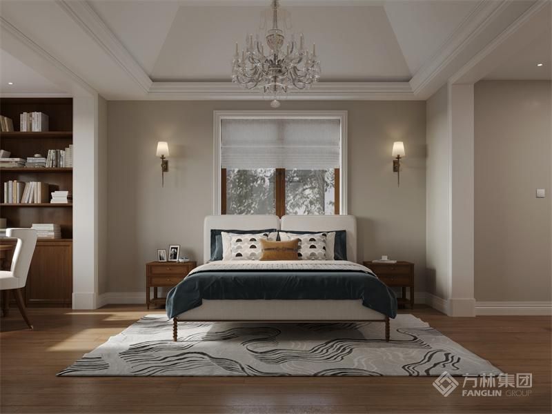 卧室区域通过外扩增加卧室的空间，提供更宽敞的居住环境。既保留了美式风格的特点，又通过改变斜顶造型为卧室增添了独特的魅力，提供了一个舒适、美观且个性化的居住空间。